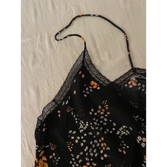 Zadig & Voltaire Floral Maxi Dress Lace Trim Racerback Hi Low SM Boho Dark Fem - Picture 3 of 16